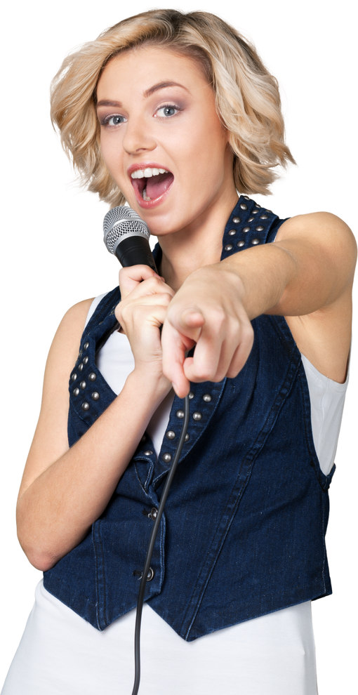 Woman Singing in Karaoke